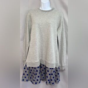 Clu Too Sweater Dress Large Gray Mixed Media Layered Pleated Long Sleeve Women’s